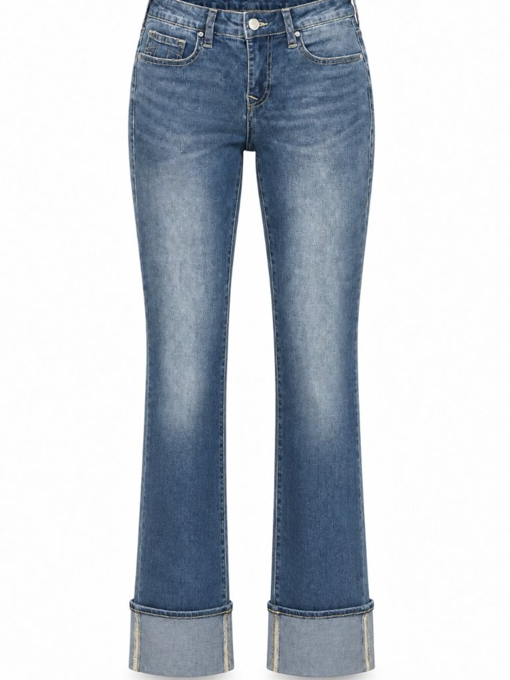 NWT TRUE RELIGION Becca Mid‎ Rise Boot Cut Cuffed Jeans Womens Sz 26 Blue Denim